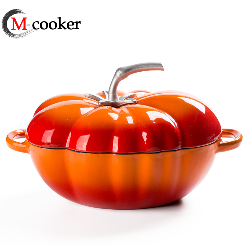 cast iron special shape enamel pot tomato shape casserole with high quality knob