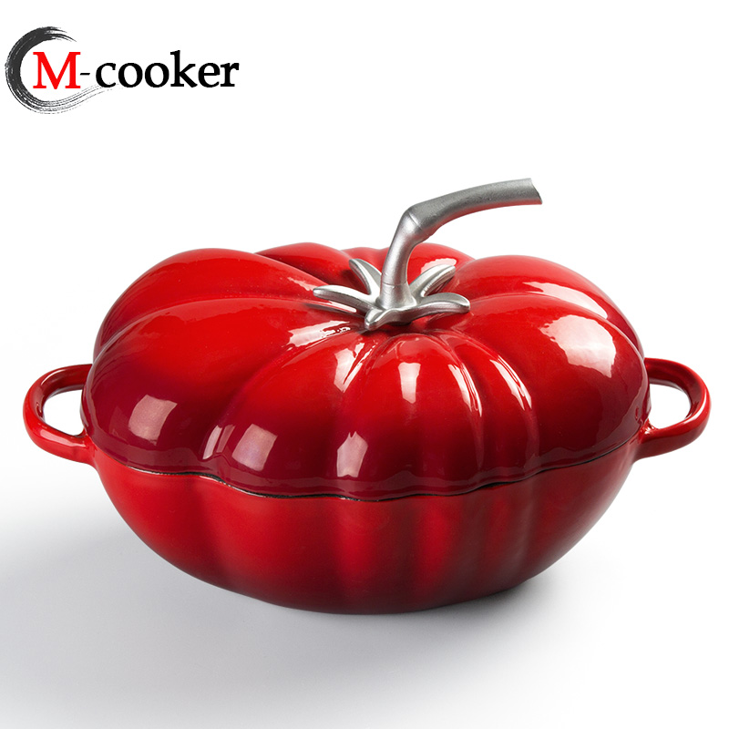 cast iron special shape enamel pot tomato shape casserole with high quality knob