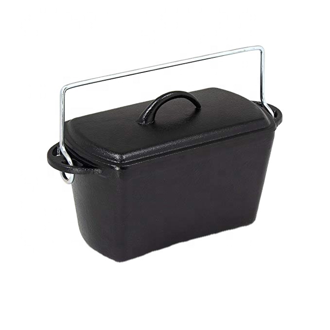 Cast iron Bread baking pot with lid rectangle shape with vegetable oil coating