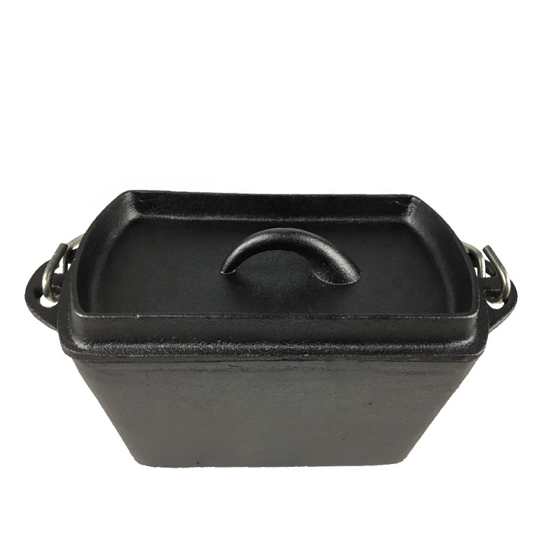 Cast iron Bread baking pot with lid rectangle shape with vegetable oil coating