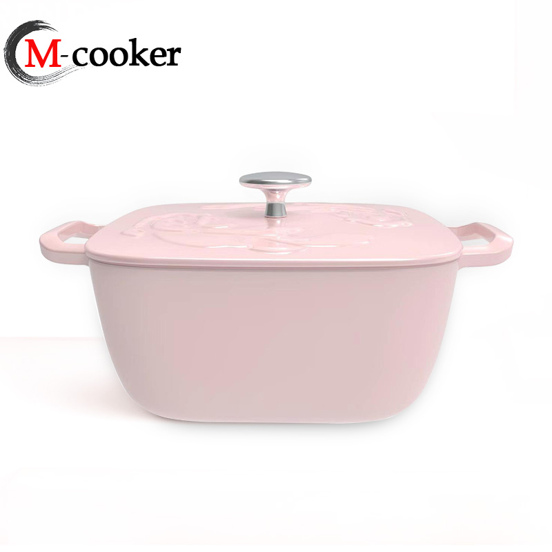 cast iron enamel coating square shape casserole pot