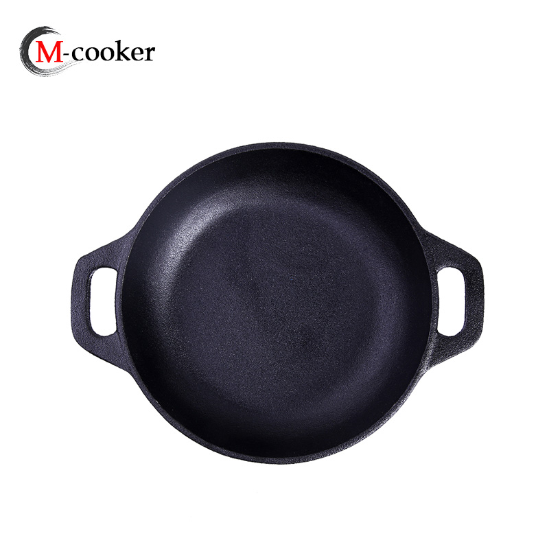 M-cooker cast iron pre-seasoned coating pizza pan with two handles