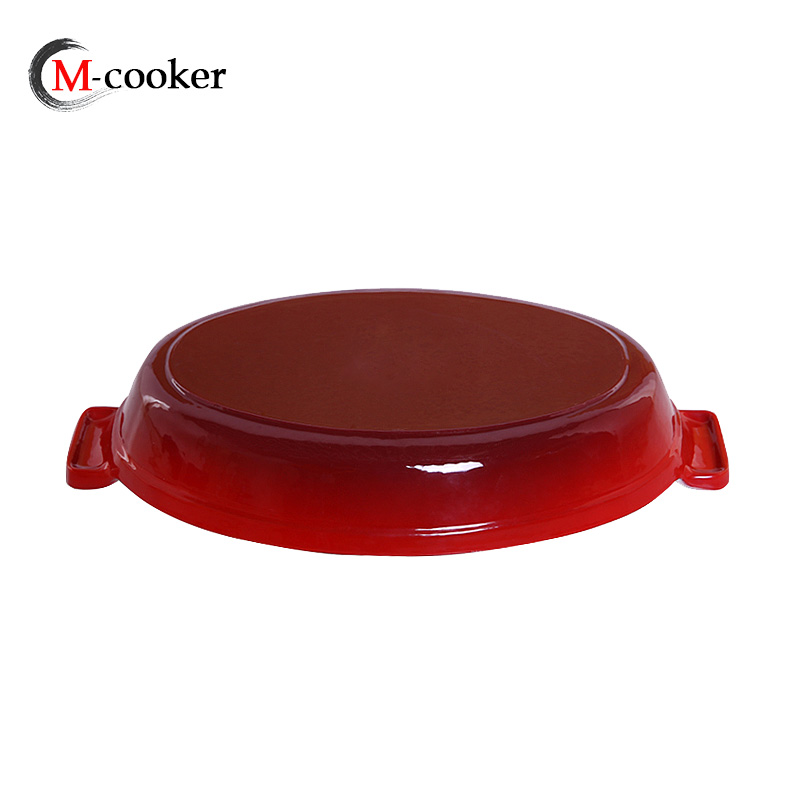 26/29/34 Cast iron oval enamel dish pan with two handles
