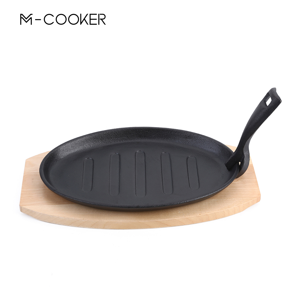 Pre-seasoned coating cast iron sizzling plate size 23*17cm