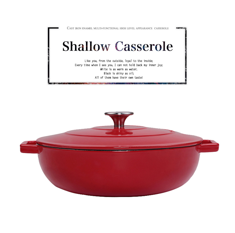 enamel coating cast iron seafood pot with shallow shape casserole