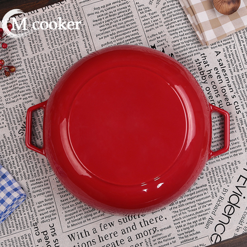 enamel coating cast iron seafood pot with shallow shape casserole