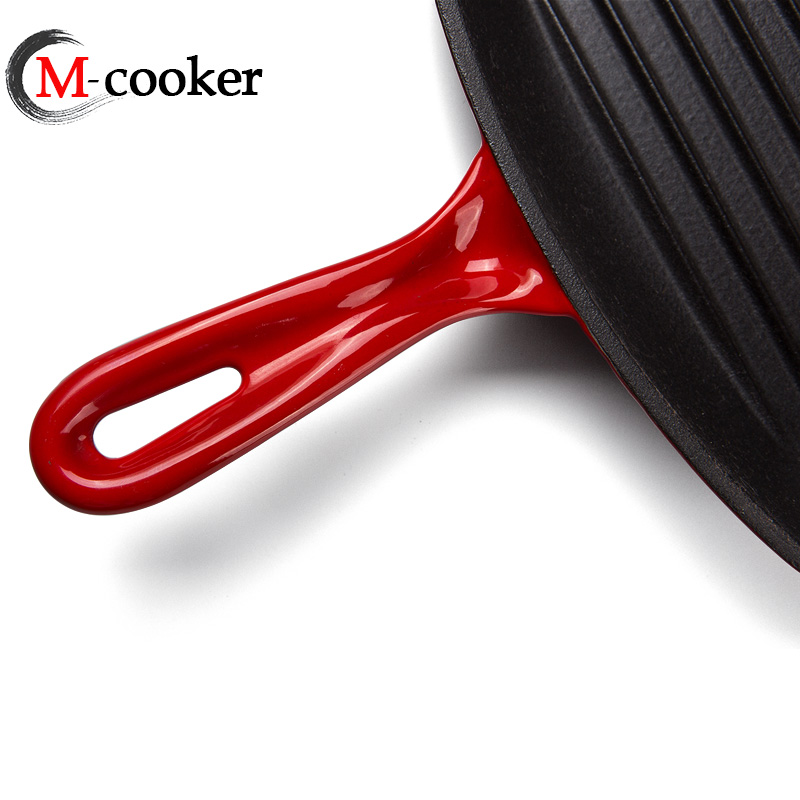 28cm cast iron enamel grill pan