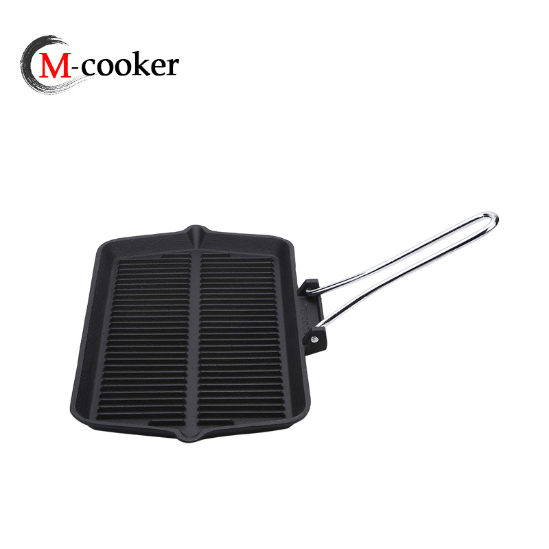 Cast iron griddle with ss handle