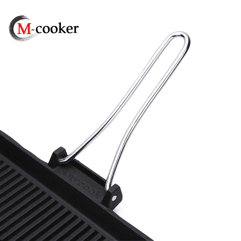 Cast iron griddle with ss handle