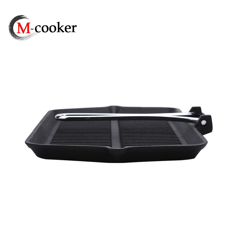 Cast iron griddle with ss handle