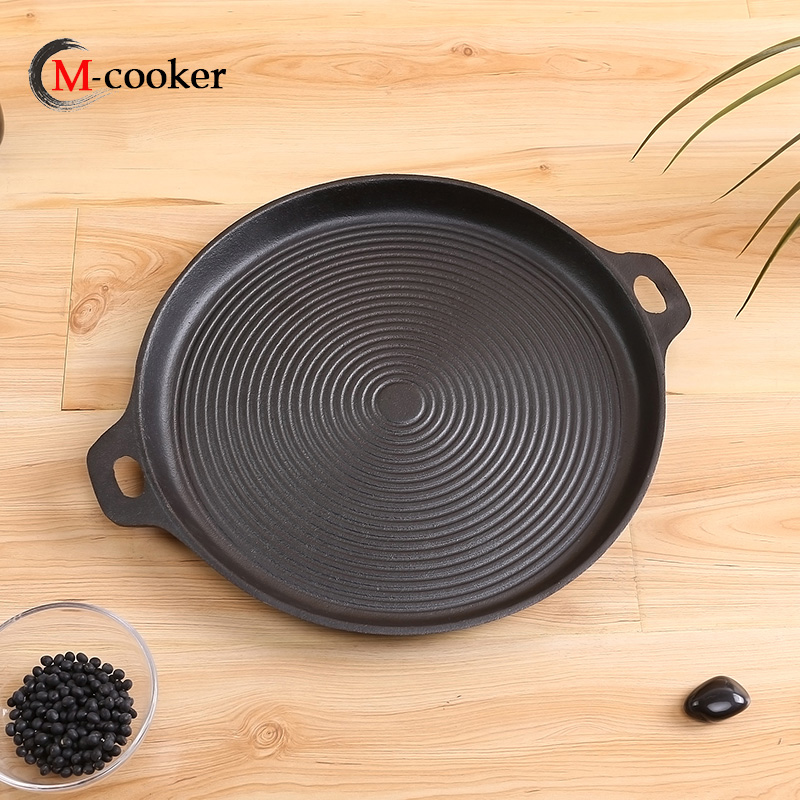 Cast iron round grill griddle pan