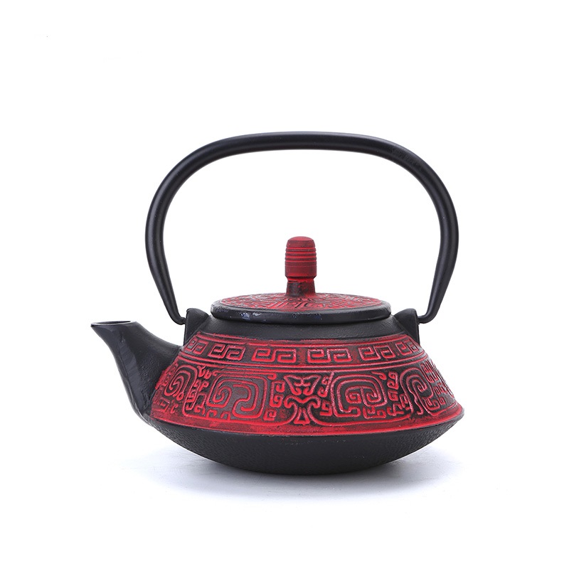 Enameled inner coating cast iron teapot with cup