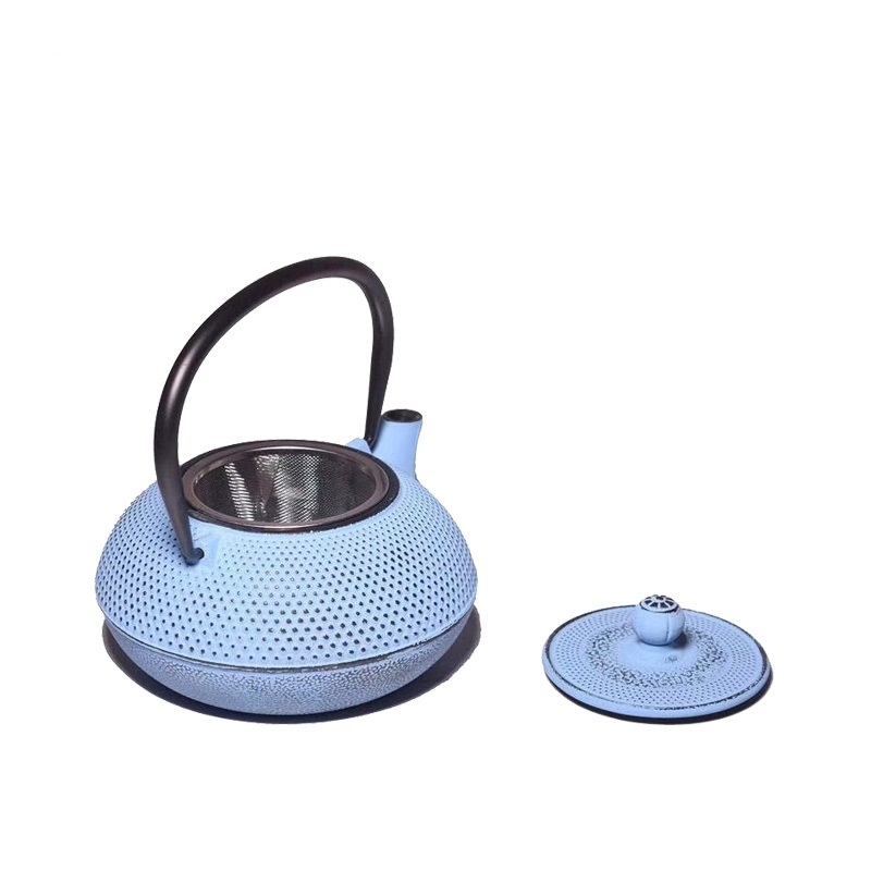 Durable cast iron teapot with enameled inner coating, provide OEM service